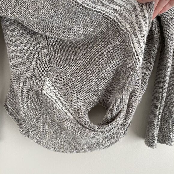 Soft Surroundings Loose Knit Wrap Front Sweater Plunging V-Neck Gray Size Small - Picture 7 of 11
